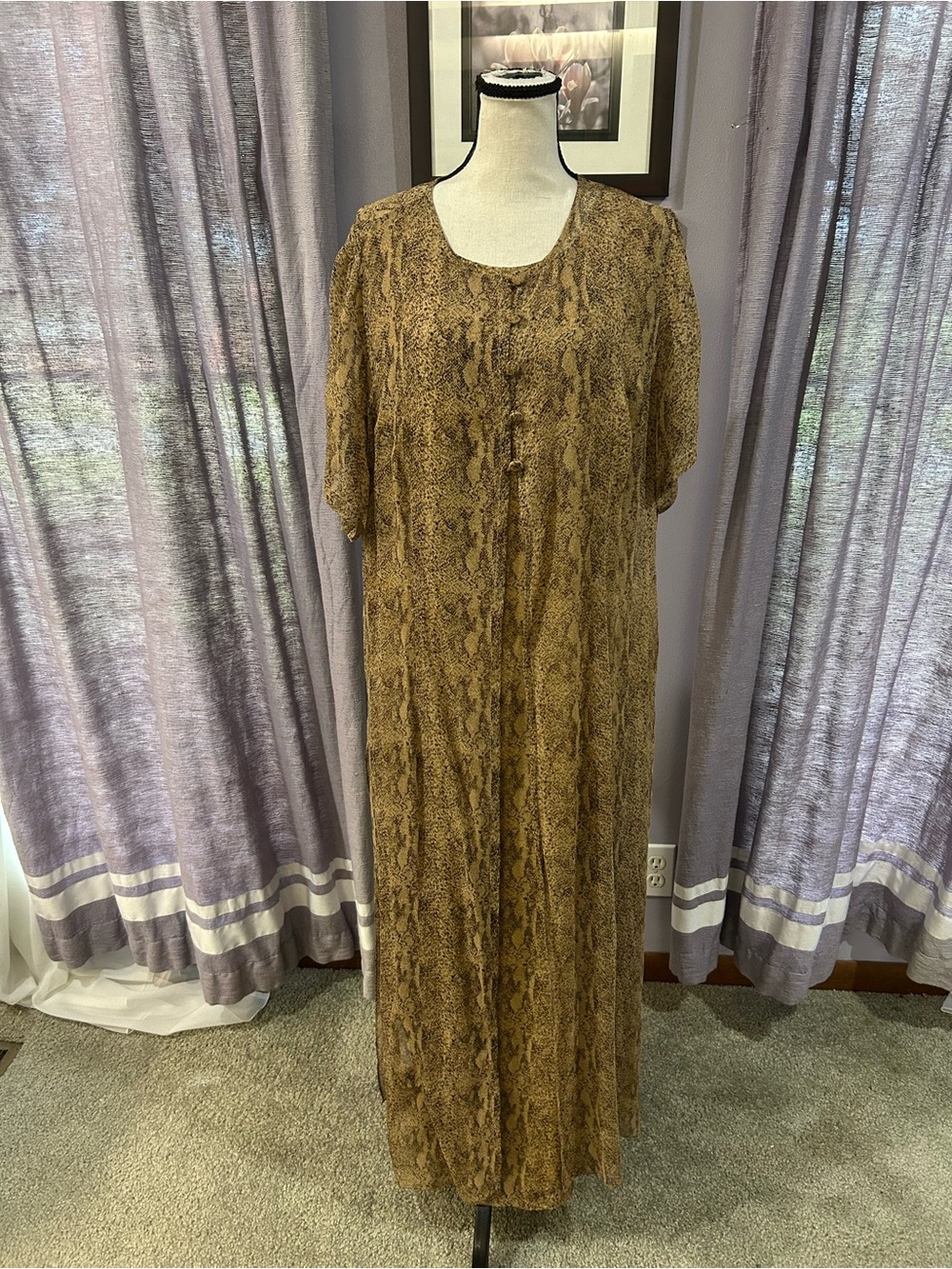Vintage Silk Snakeskin Maxi Dress